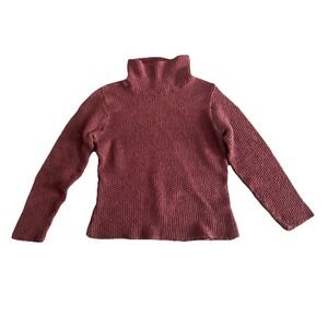 Habitat Clothes To Live In Funnel Neck Sweater Small Burgundy Chunky Mock Neck